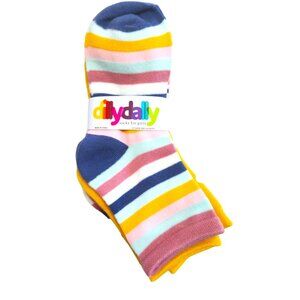 Dillydally Girls 5-pack Socks Dots and Stripes Size 8-9.5 or Shoe Size Youth 2-6